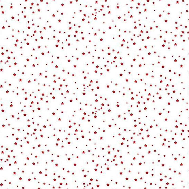 white fabric with small scattered red stars