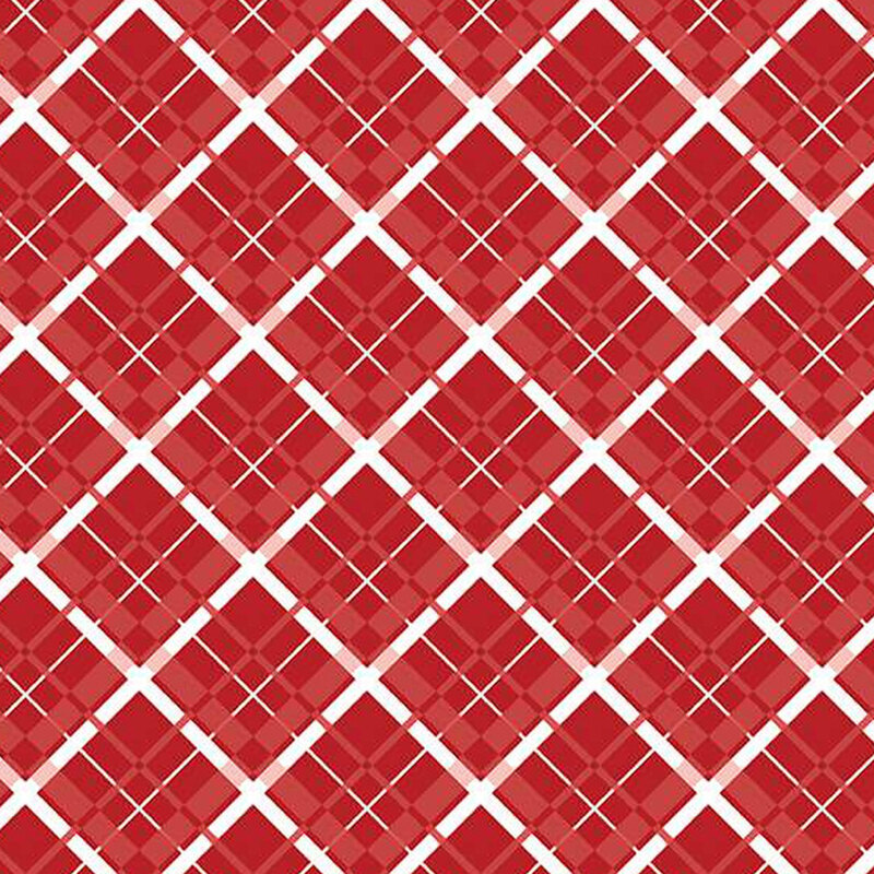 large plaid-patterned fabric in shades of red and white