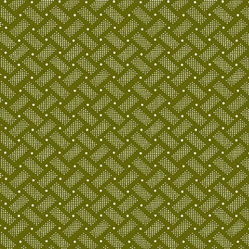 Green fabric with a white domino pattern 