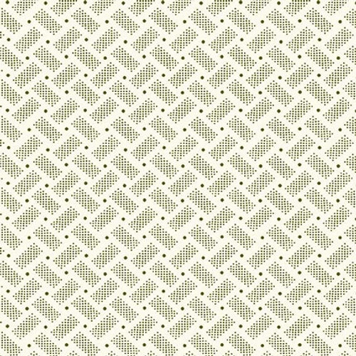 White fabric with a green dot and domino pattern 
