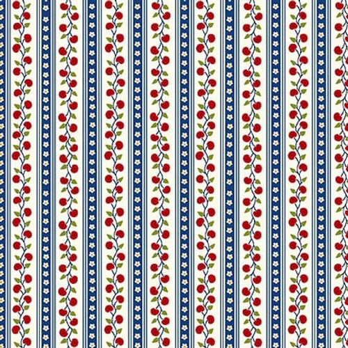 Cream Fabric with a American flag themed stars and stripes pattern