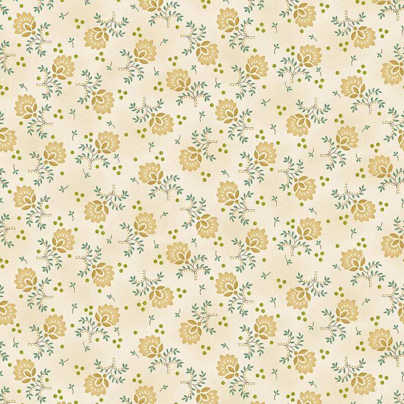 Cream mottled fabric with a dtisy flower pattern