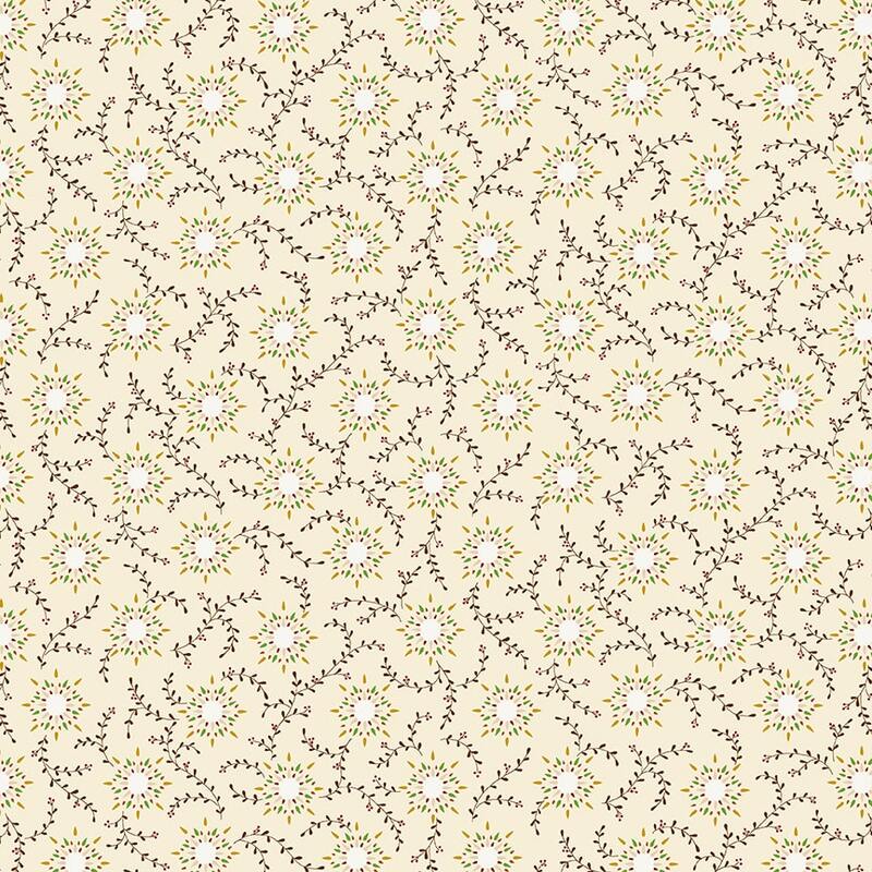 Cream fabric with a with a starburst vine pattern 