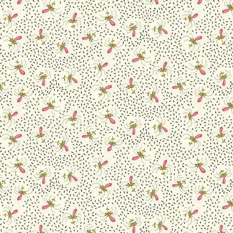 Cream fabric with a pear and leaf pattern