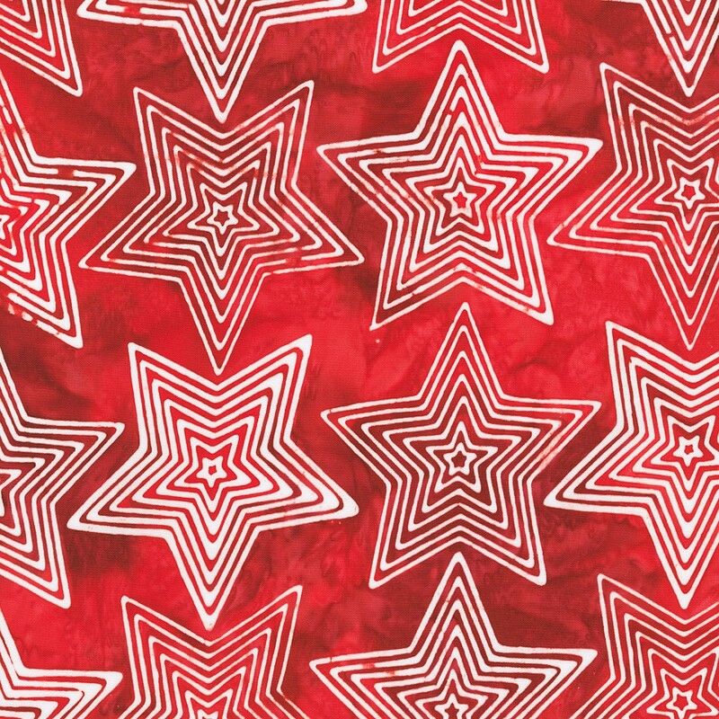 Red batik with a white star pattern