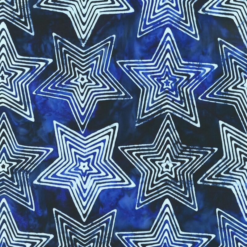 Blue batik with a white star pattern