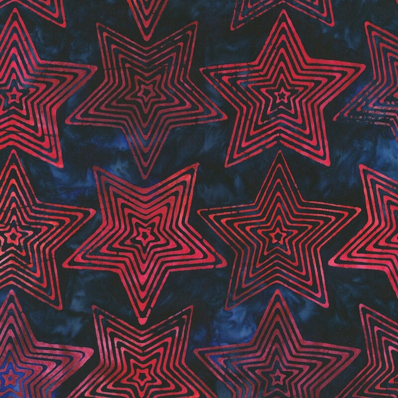 Blue fabric with a red star pattern