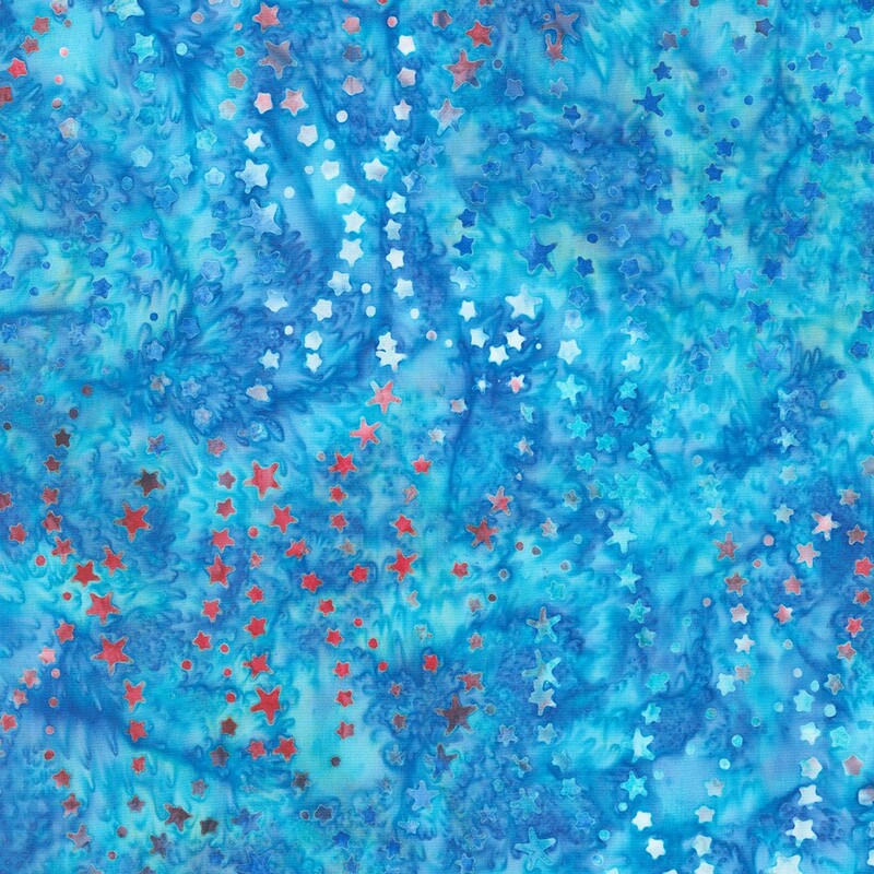 Light blue batik with a flowing star pattern