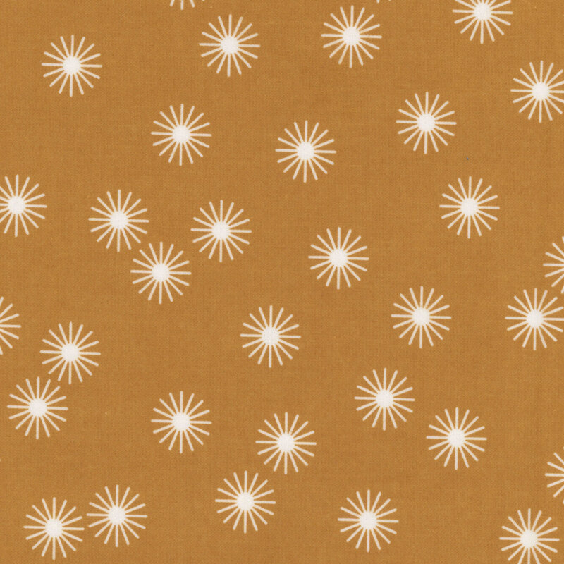 copper brown fabric featuring white stars