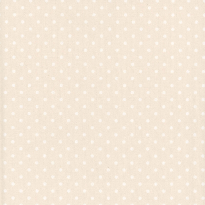 cream fabric with white polka dots
