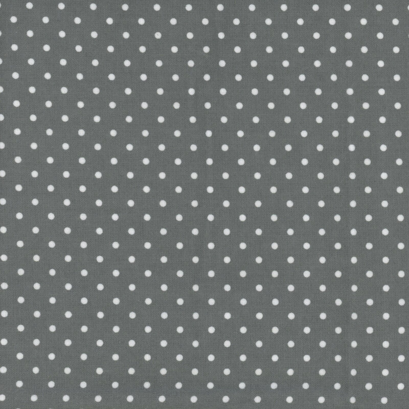 Dark gray fabric with white polka dots