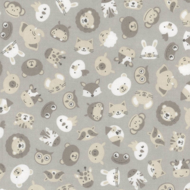 Gray fabric featuring tossed animals