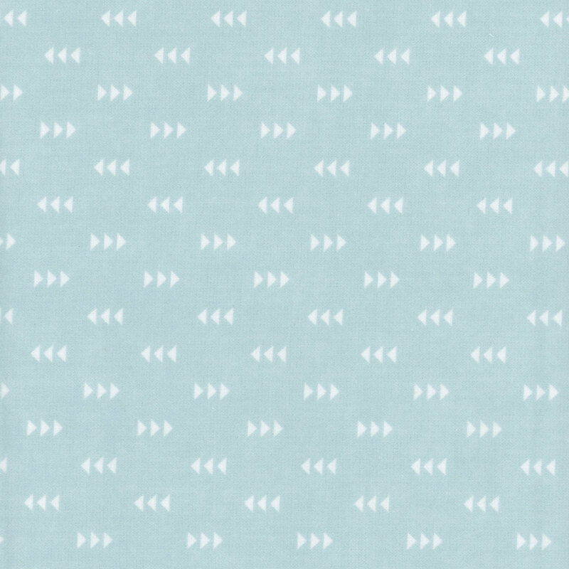 Light aqua fabric featuring a pattern of gray triangles