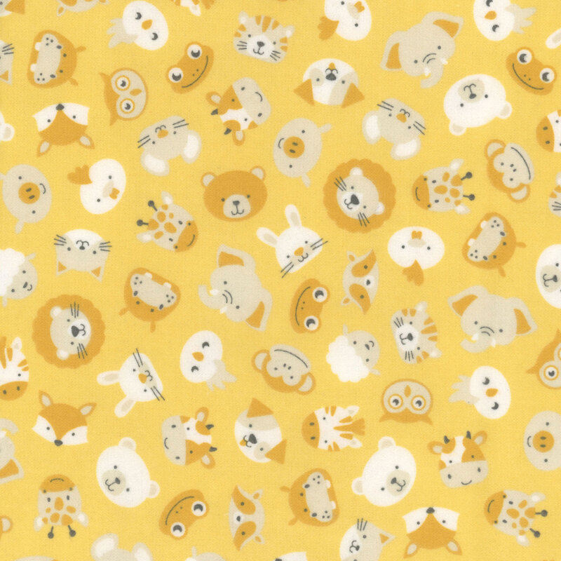 Yellow fabric featuring tossed animals