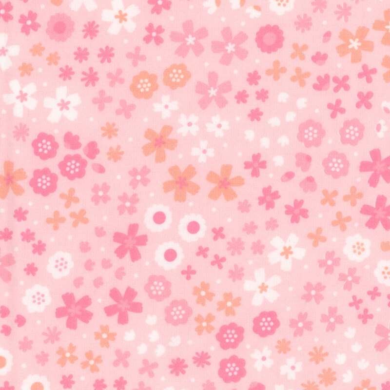 Pastel pink fabric featuring florals