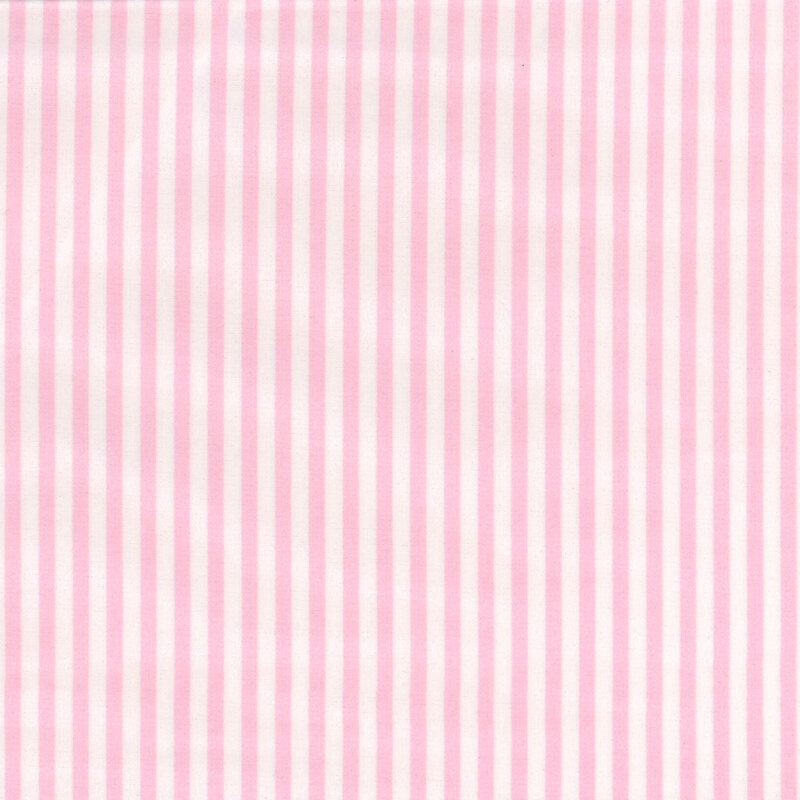 Pastel pink and white vertical striped fabric