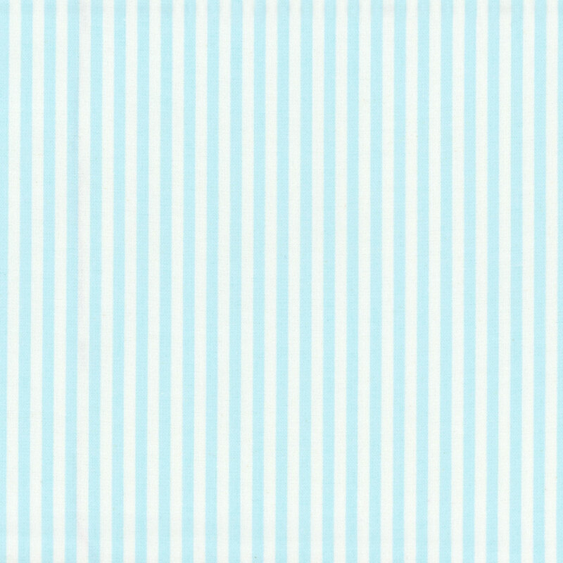 Aqua and white vertical striped fabric