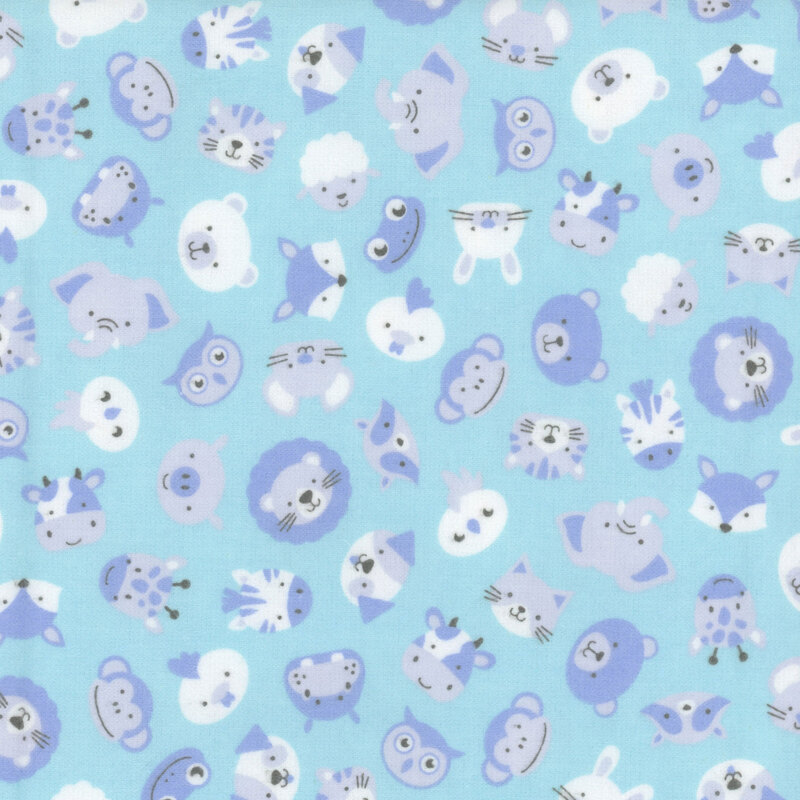 Aqua fabric featuring tossed animals
