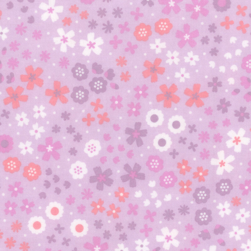 Pastel purple fabric featuring florals
