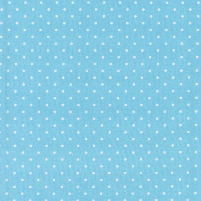 Light aqua fabric with white polka dots
