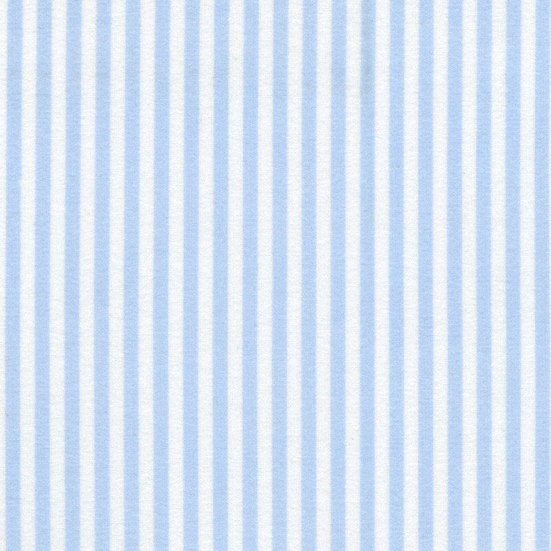 Pastel blue and white vertical striped fabric