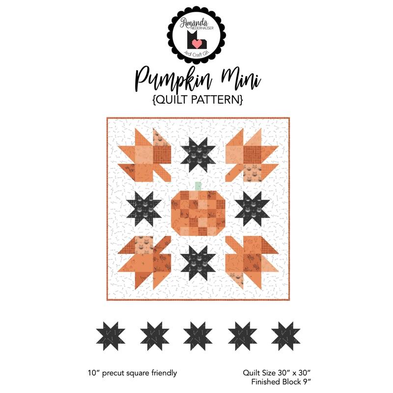 Front cover of pattern showing a digital mockup of the finished mini quilt on a white background.