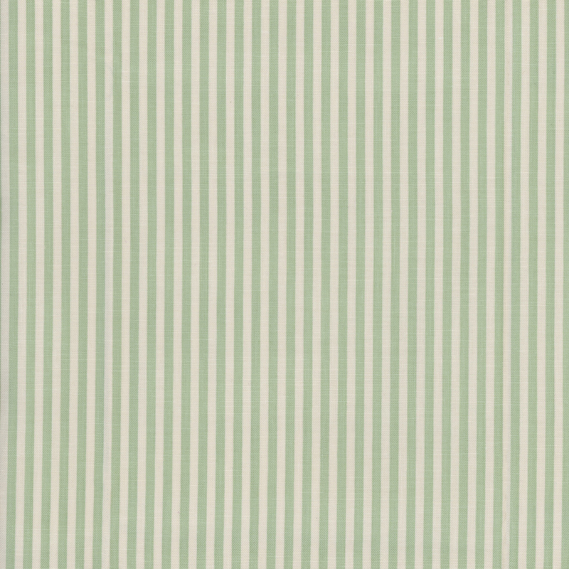 Green and white striped fabric with alternating 1/8