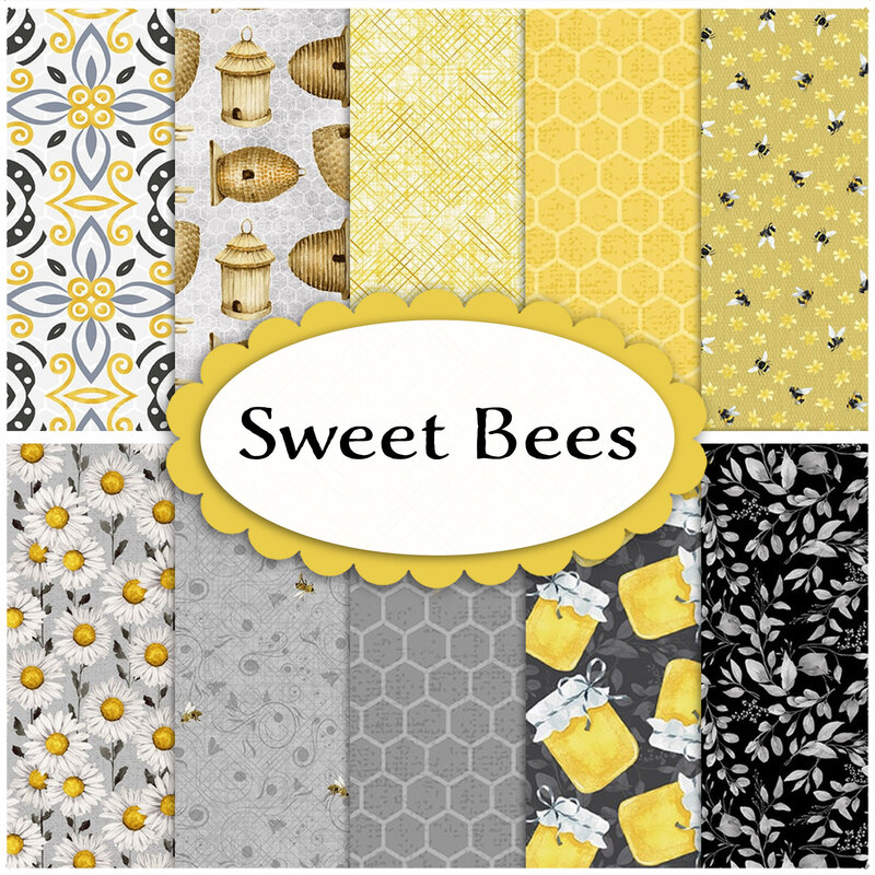 Collage of SKUs available in the Sweet Bees collection