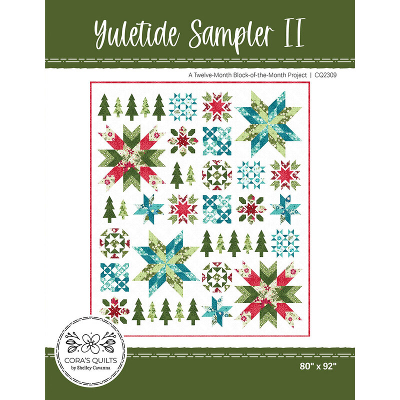 front of Yuletide Sampler II quilt pattern showing the completed project
