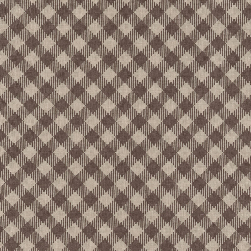 brown gingham fabric with a vertical stripe design