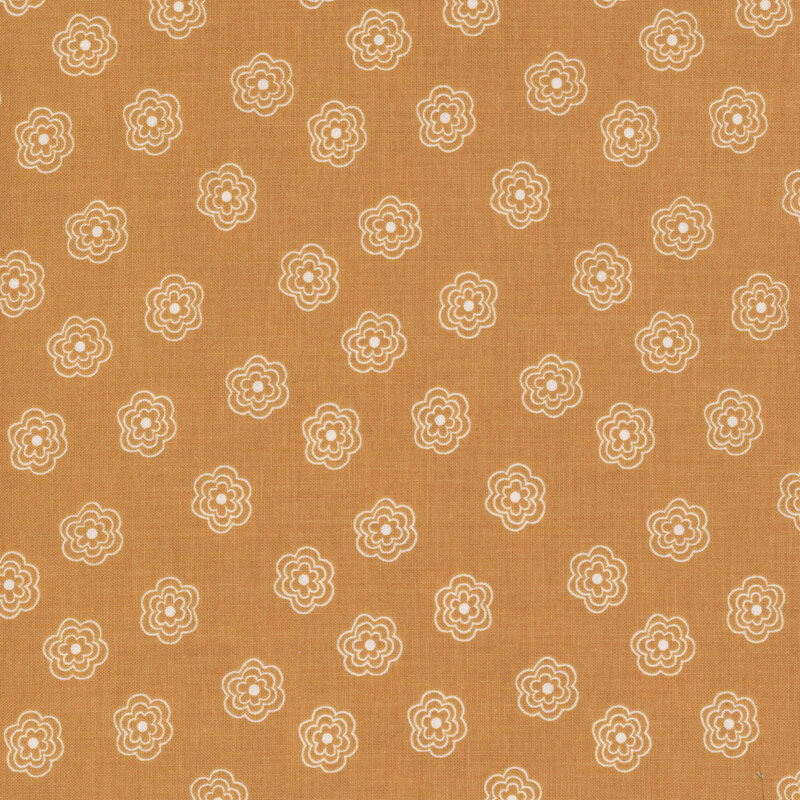 tan fabric with large outlined flowers