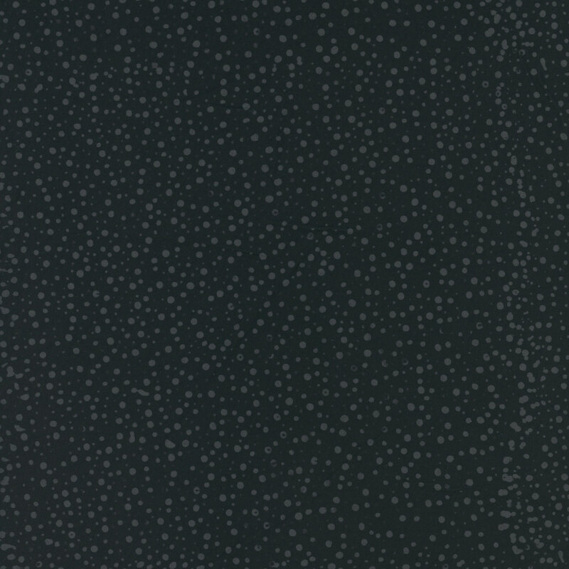 Solid black batik with varied gray dots scattered all throughout.