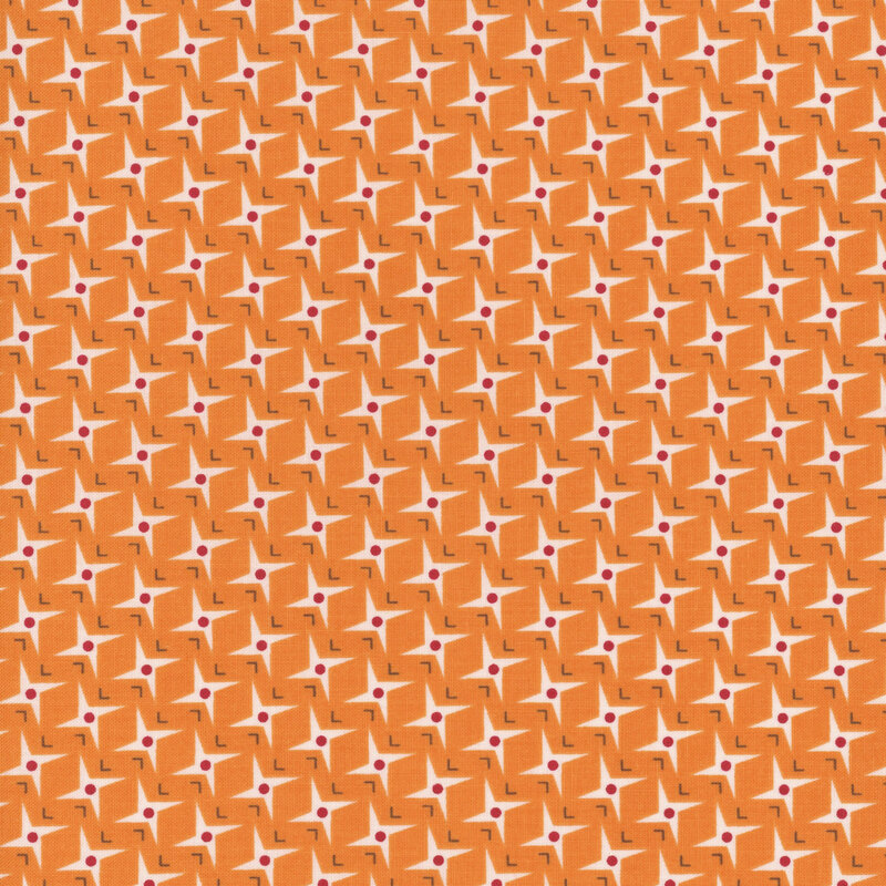 Orange fabric featuring a pattern of geometric stars