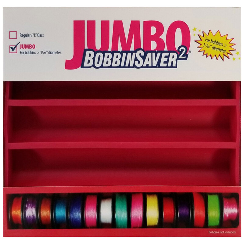 The Jumbo BobbinSaver2 in its packaging, isolated on a white background.