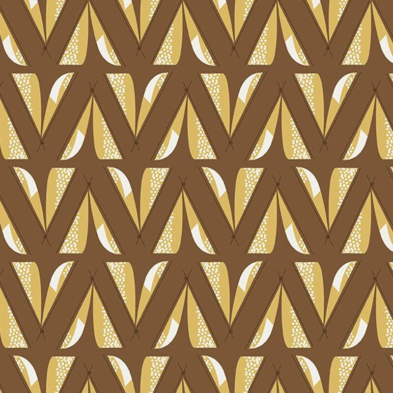 Brown fabric with alternating tan tents making rows of zig zag patterns