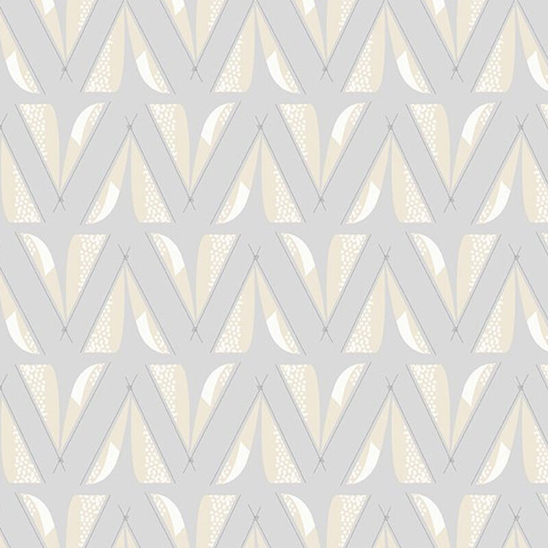 Gray fabric with alternating cream tents making rows of zig zag patterns