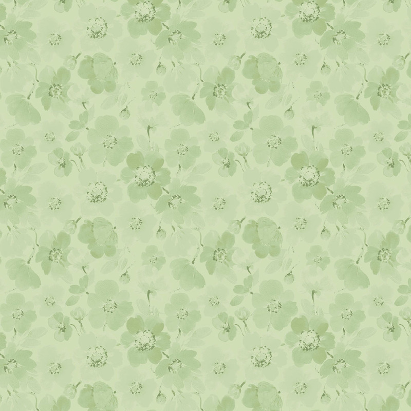 Tonal green fabric with darker green florals all over
