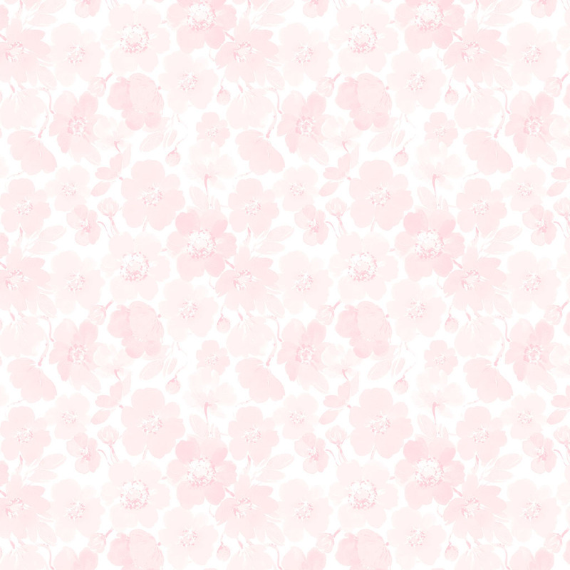 White fabric with light pink florals all over