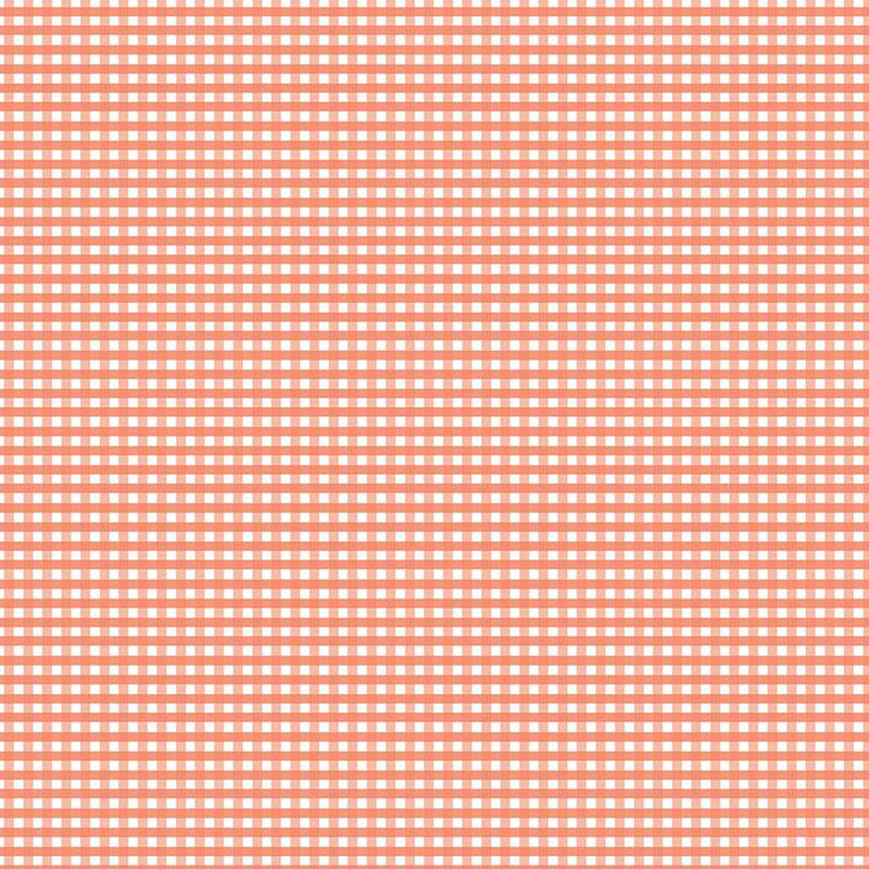 Peach and white gingham fabric.