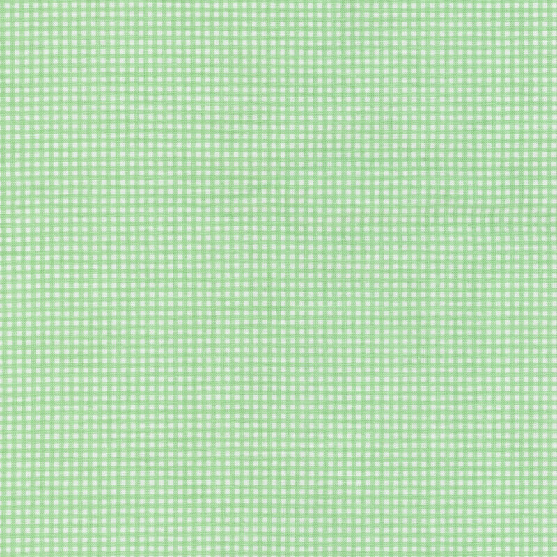 Mint green and white micro gingham fabric.