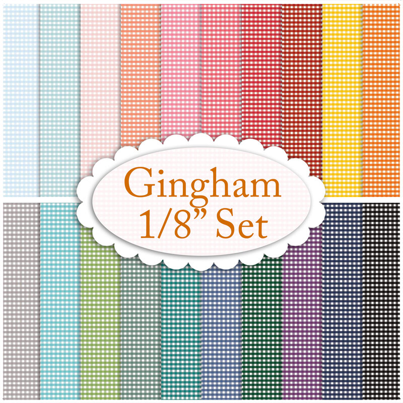 Collage of all the fabrics included in the Gingham 1/8
