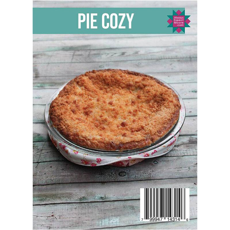 Front of the pattern showing a pie sitting on the pie cozy