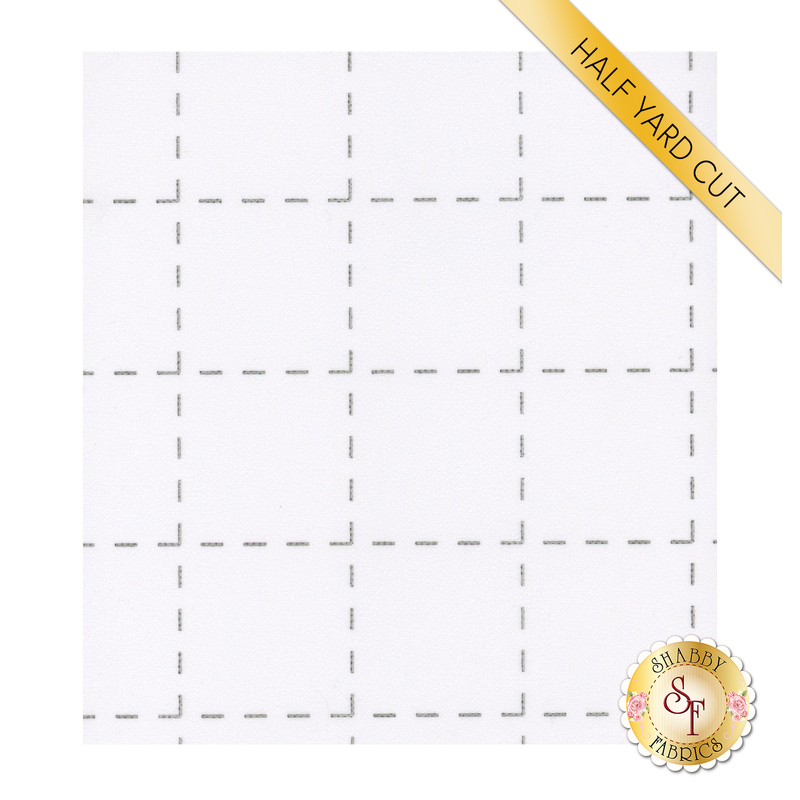 Scan of the fusible grid with a yellow banner in the top right corner that reads 