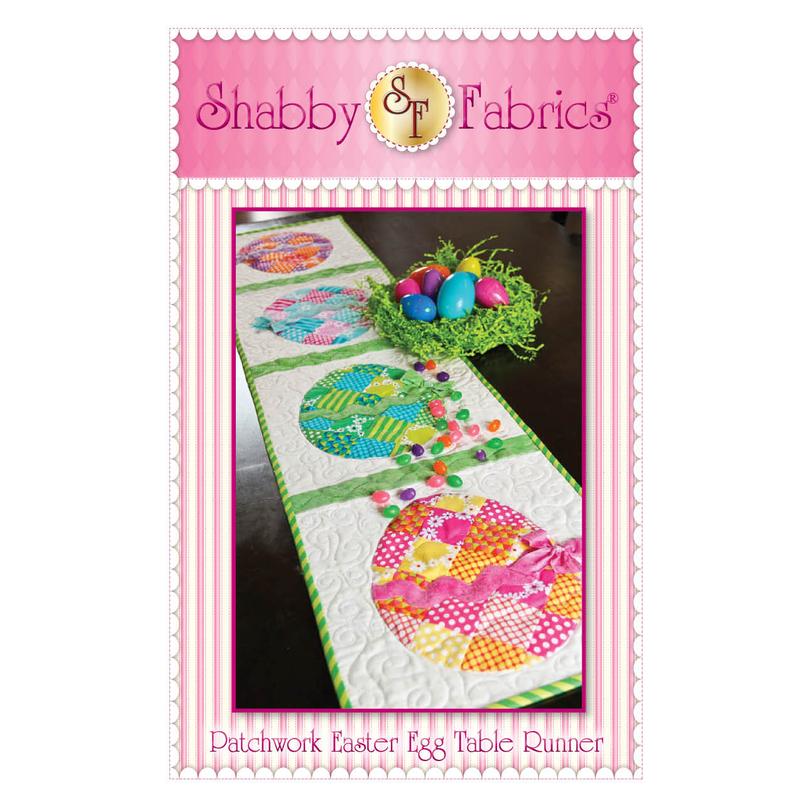 The front of the Patchwork Easter Egg Table Runner pattern by Shabby Fabrics