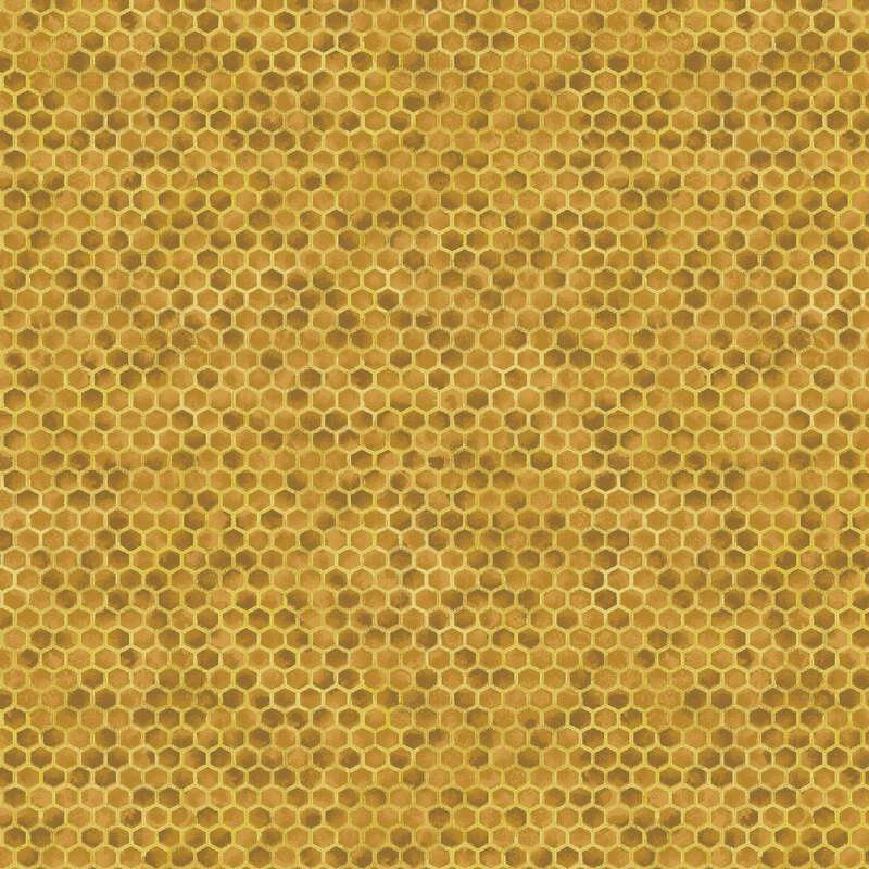 A dark golden yellow fabric with a honeycomb pattern throughout