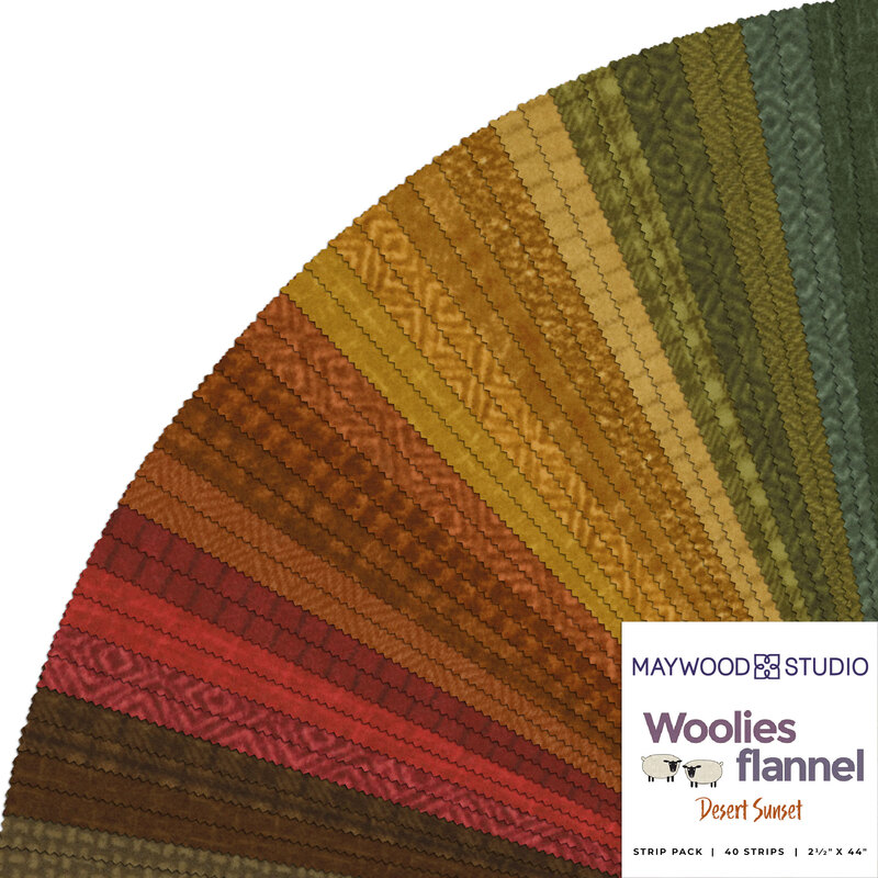 A fanned out collage of Woolies Flannel - Desert Sunset fabrics.