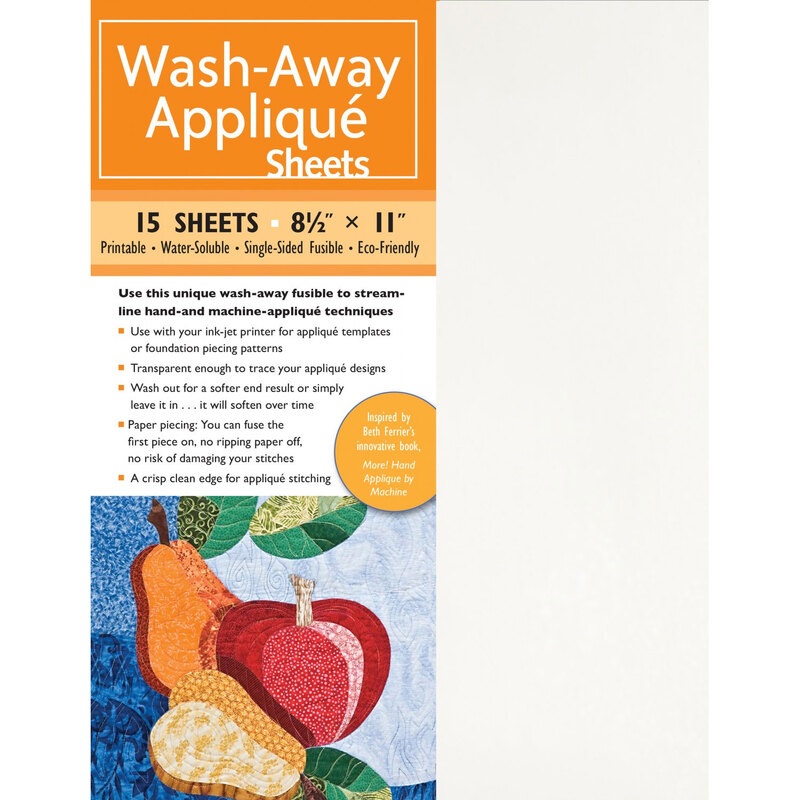 A pack of Wash-Away Applique Sheets on a white background