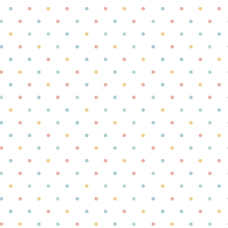 white fabric with pastel colored polka dots