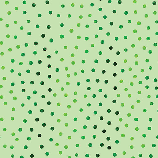 Light green fabric featuring dots in various shades of green