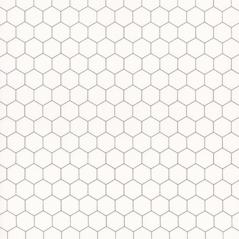White fabric with a thin gray tiled honeycomb design.